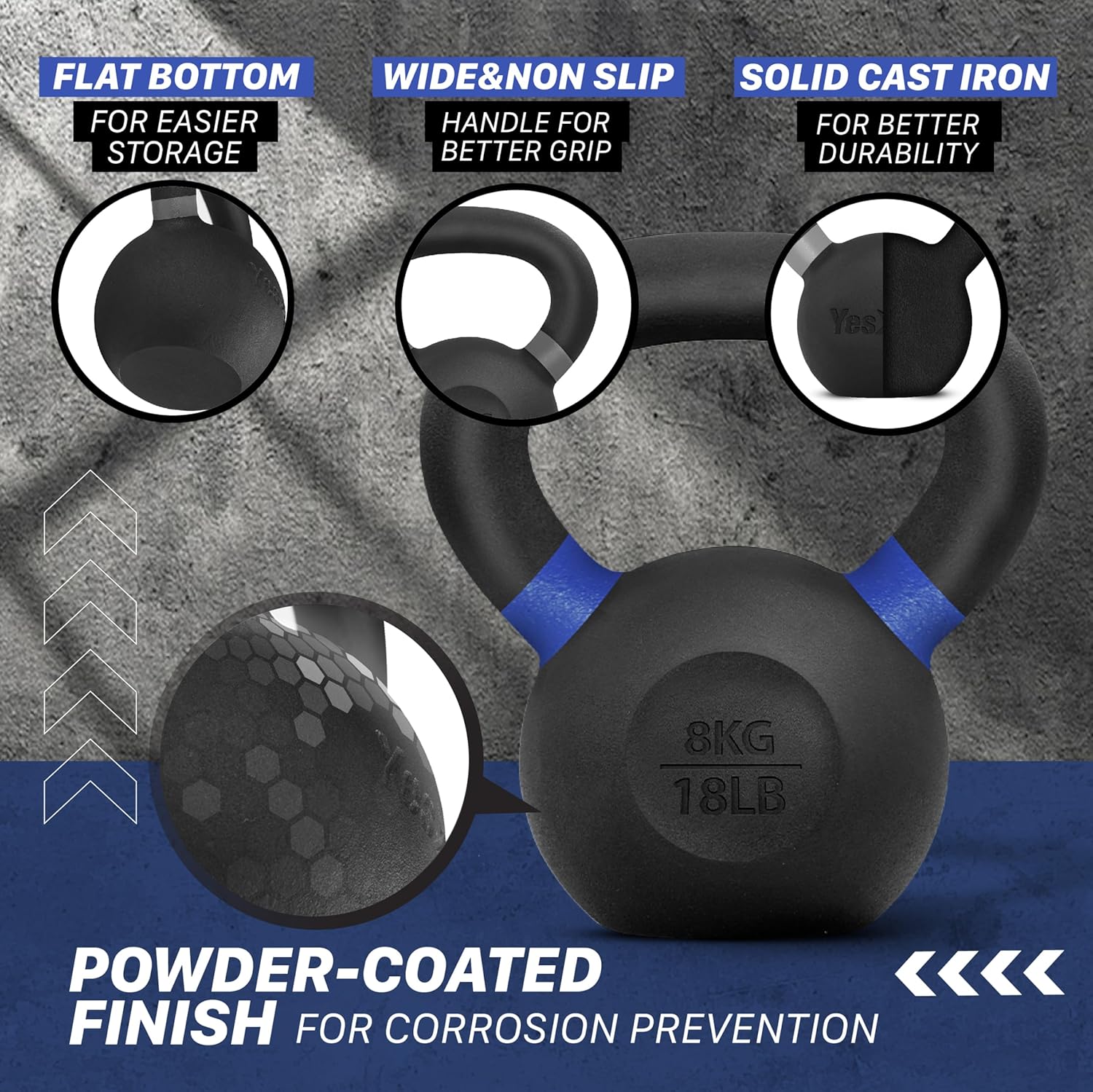 Kettlebells revestidos com pó 8KG - Imagem 5